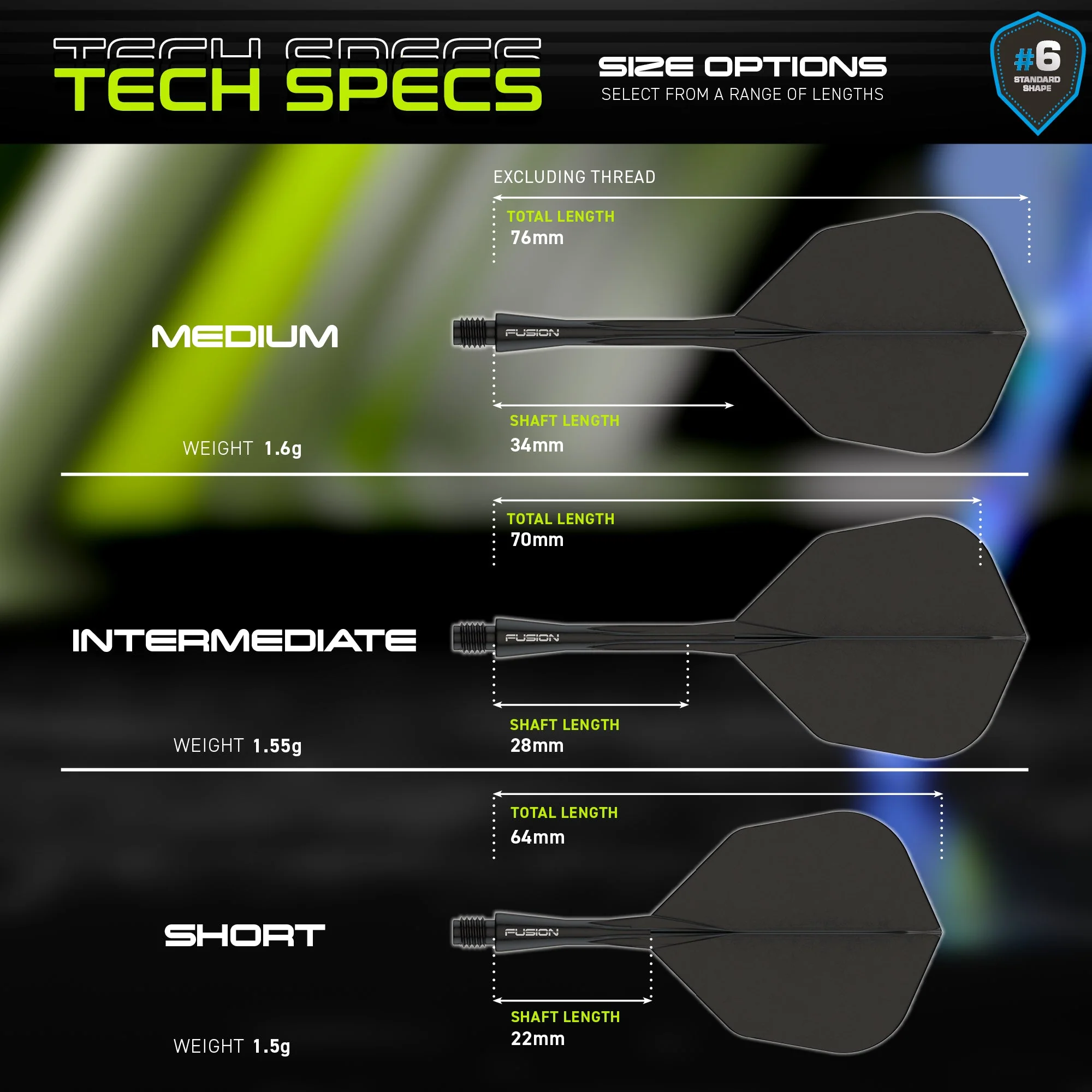 Fusion #6 Integrated Flight & Shaft Black - Image 11
