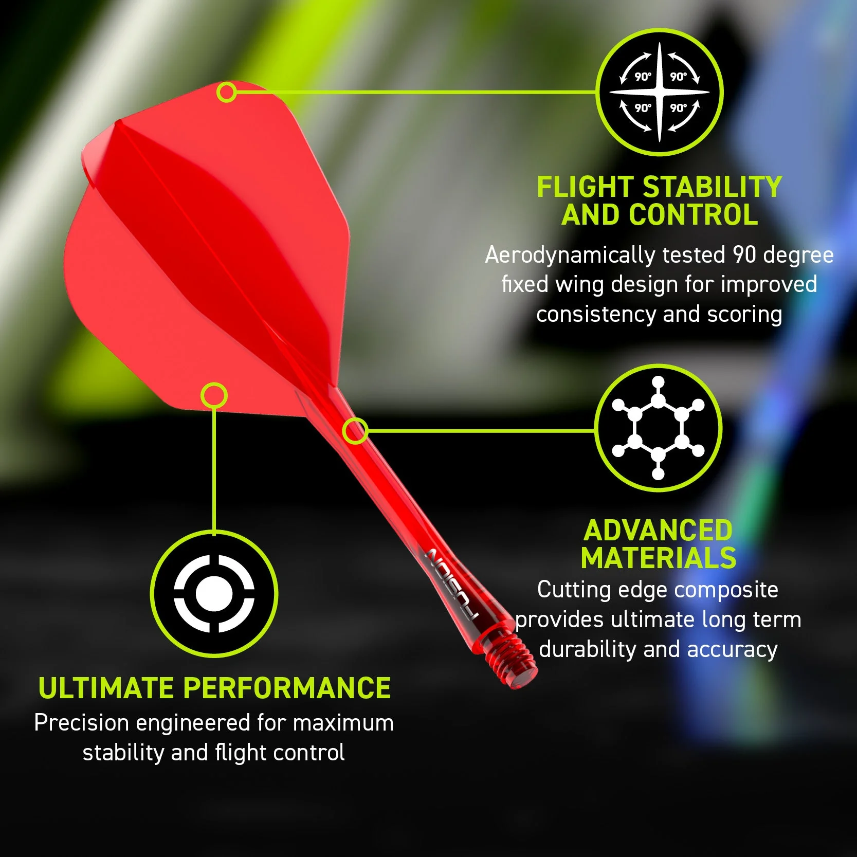 Fusion #6 Integrated Flight & Shaft Red (Translucent) - Image 4