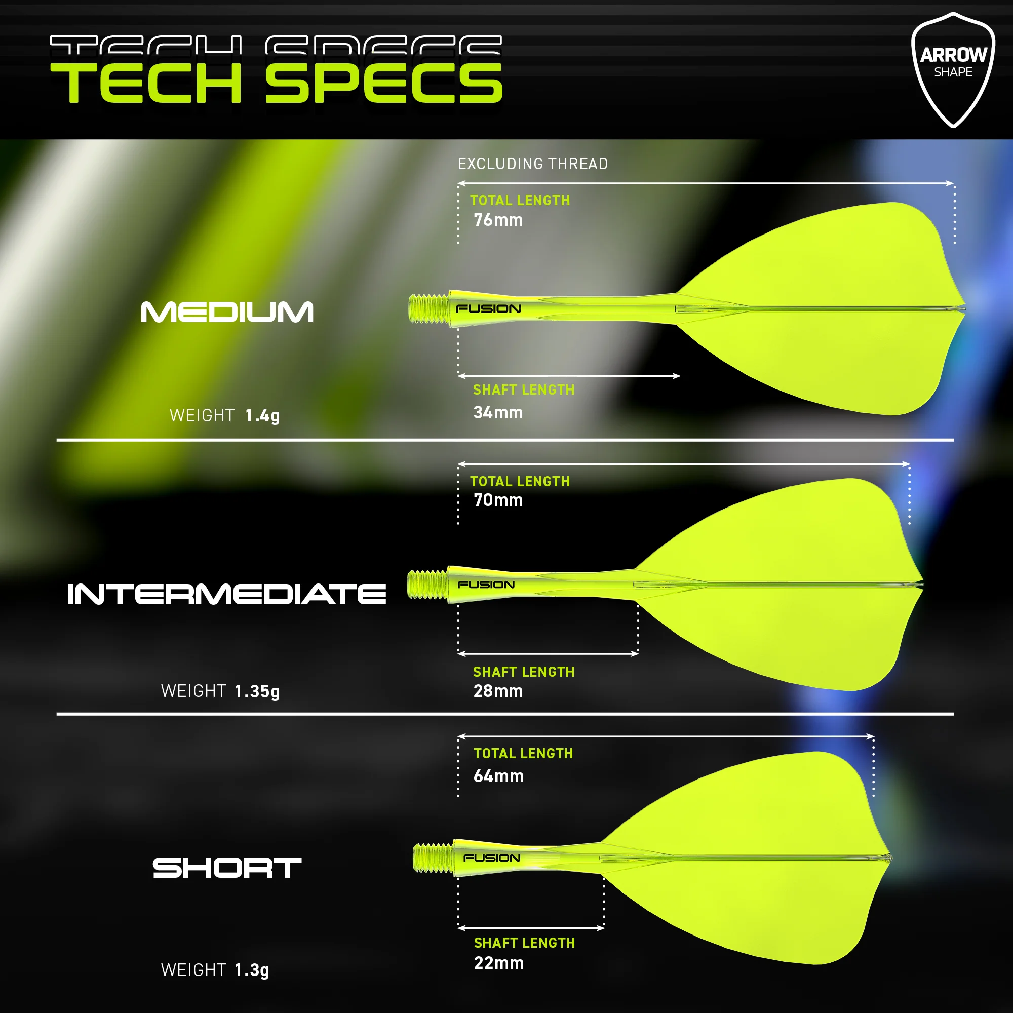Fusion Arrow Integrated Flight & Shaft Transparent Yellow Short - Image 5