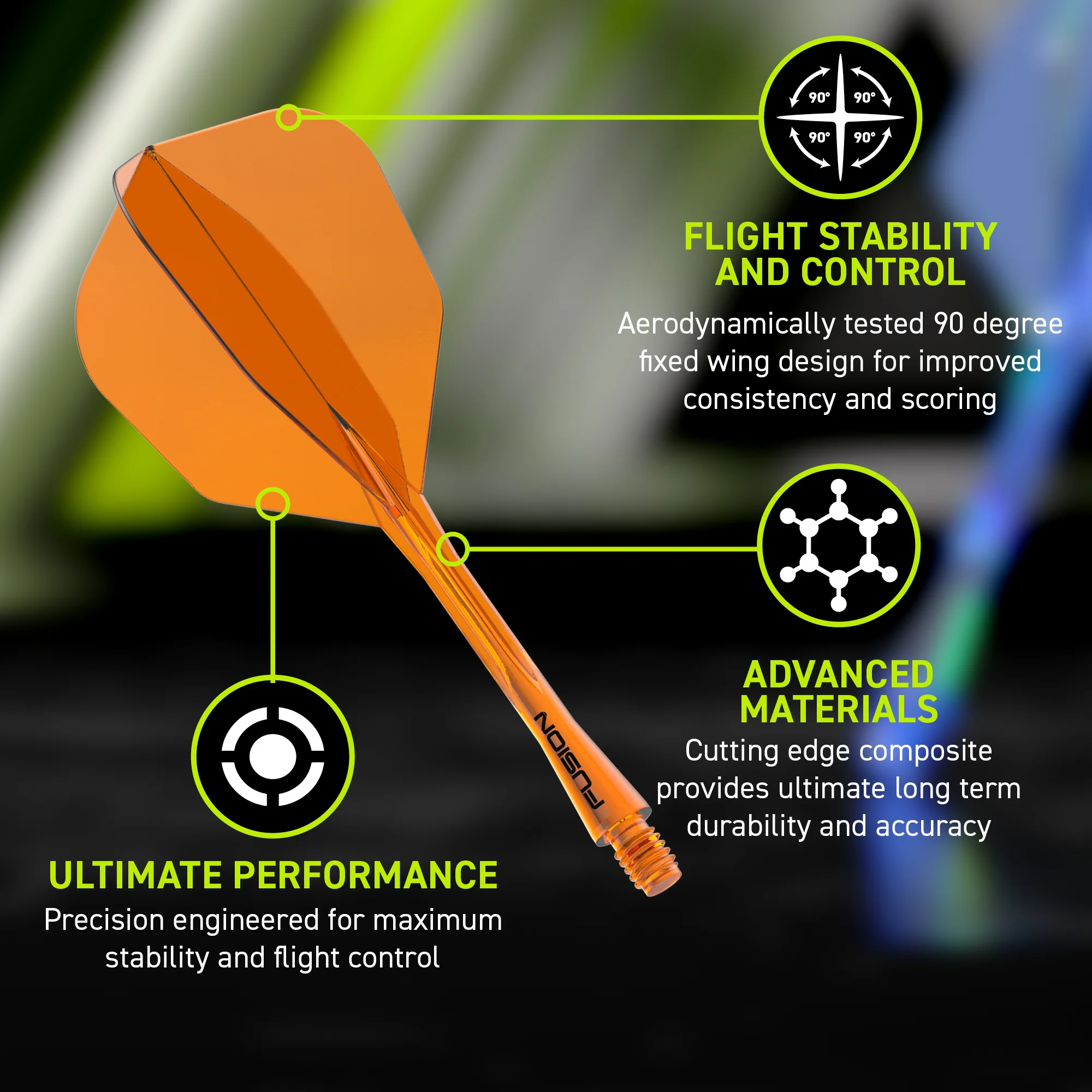 Fusion Integrated Flight & Shaft #6 Transparent Orange Short - Image 4