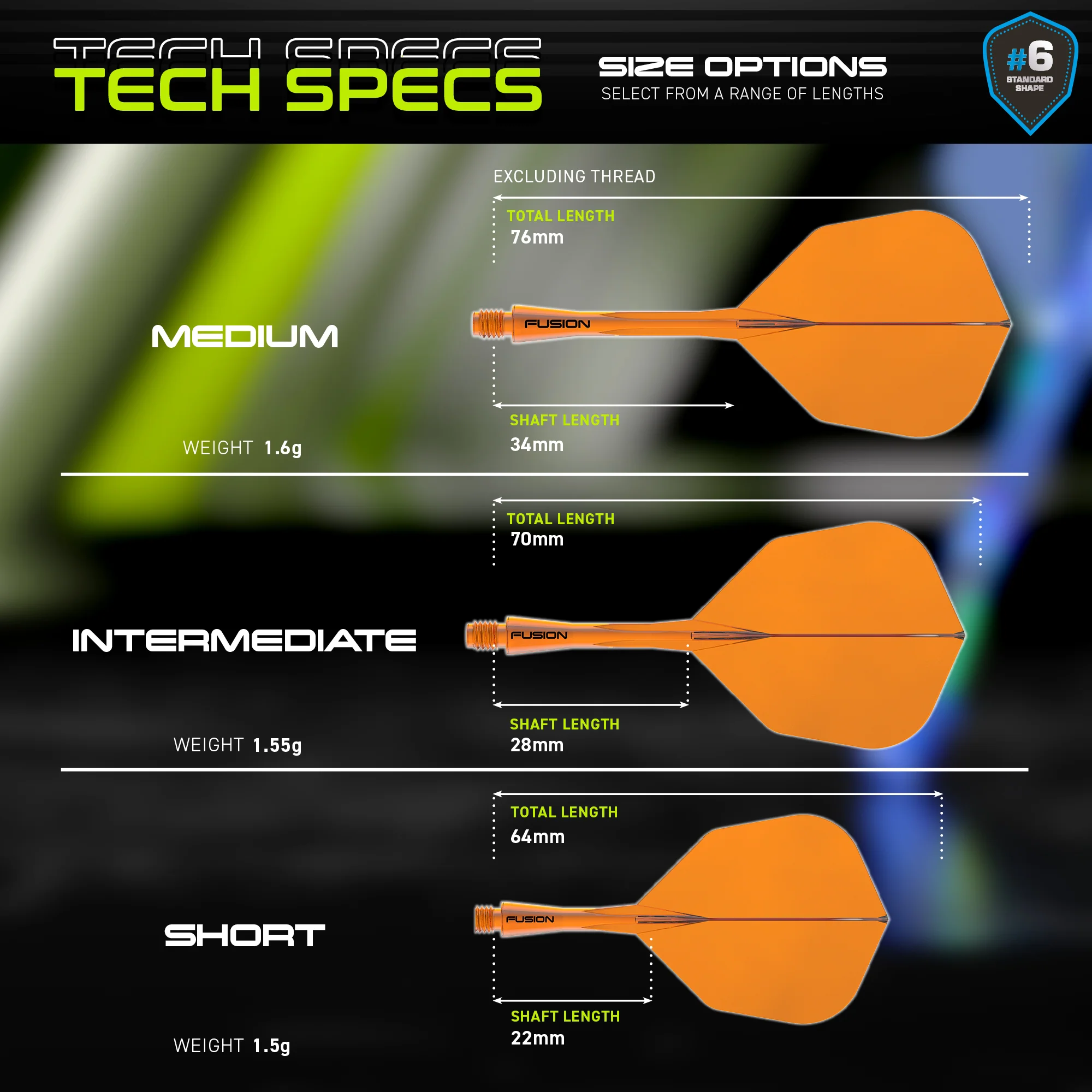 Fusion Integrated Flight & Shaft #6 Transparent Orange Short - Image 5