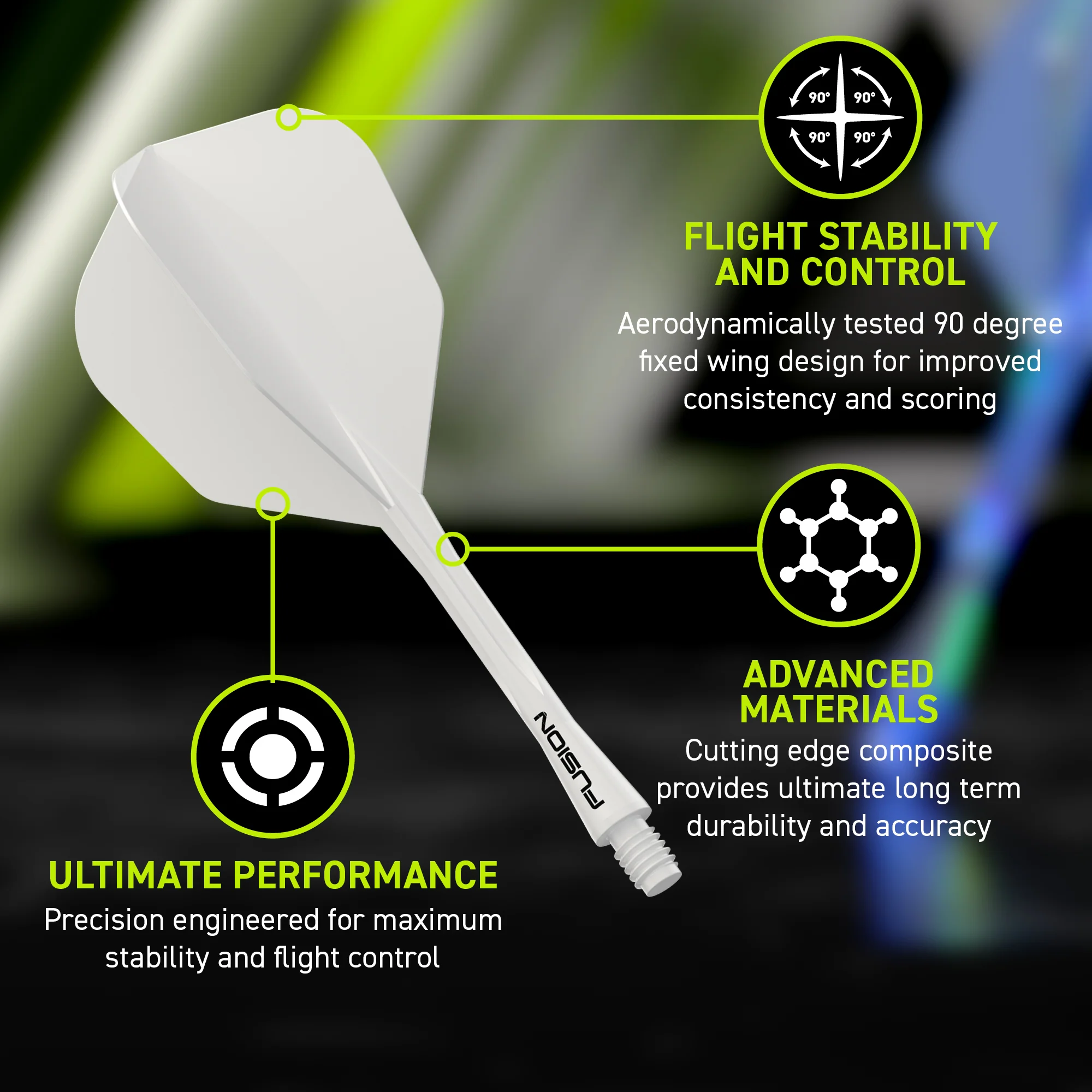 Fusion Integrated Flight & Shaft #6 Transparent Solid White Short - Image 4