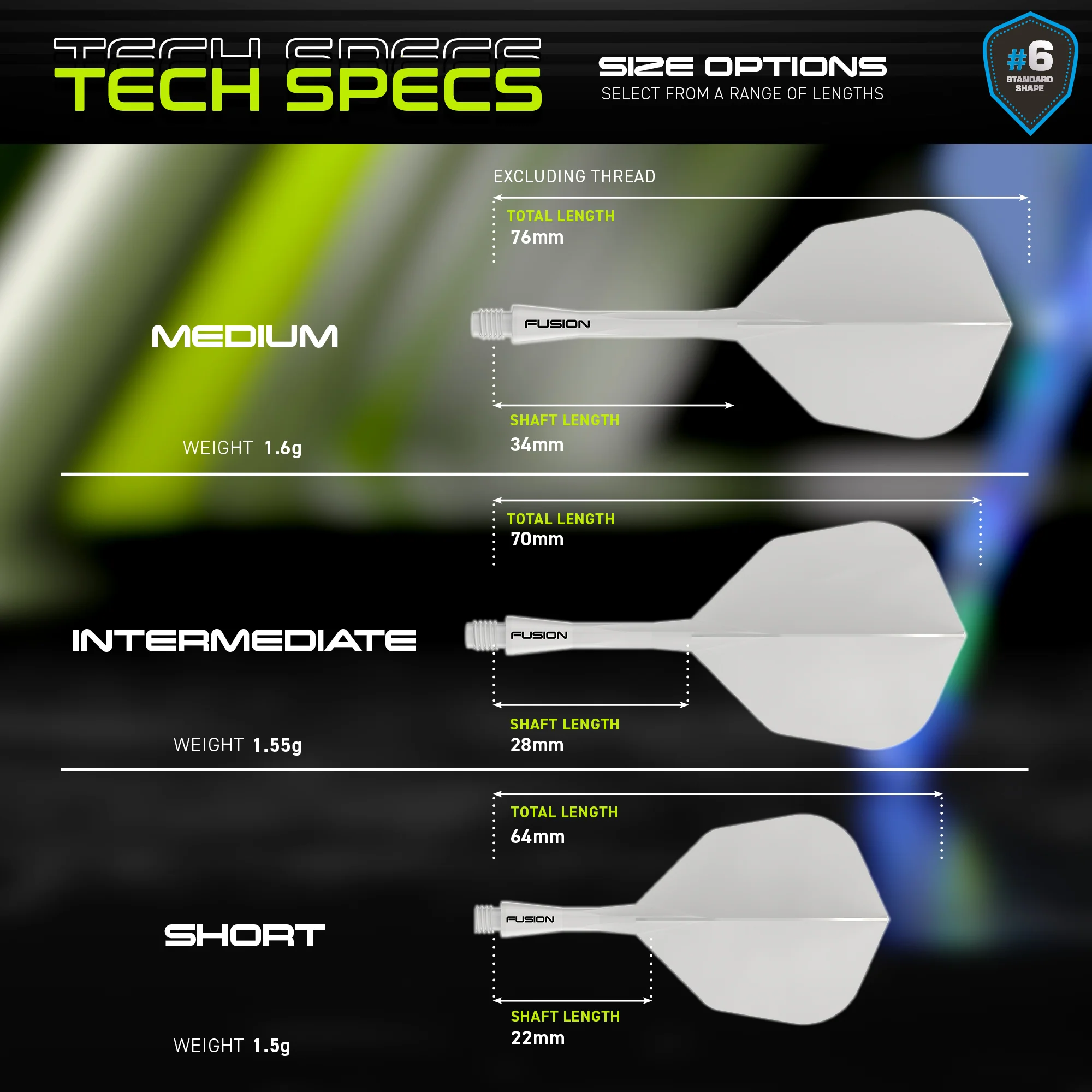 Fusion Integrated Flight & Shaft #6 Transparent Solid White Short - Image 5