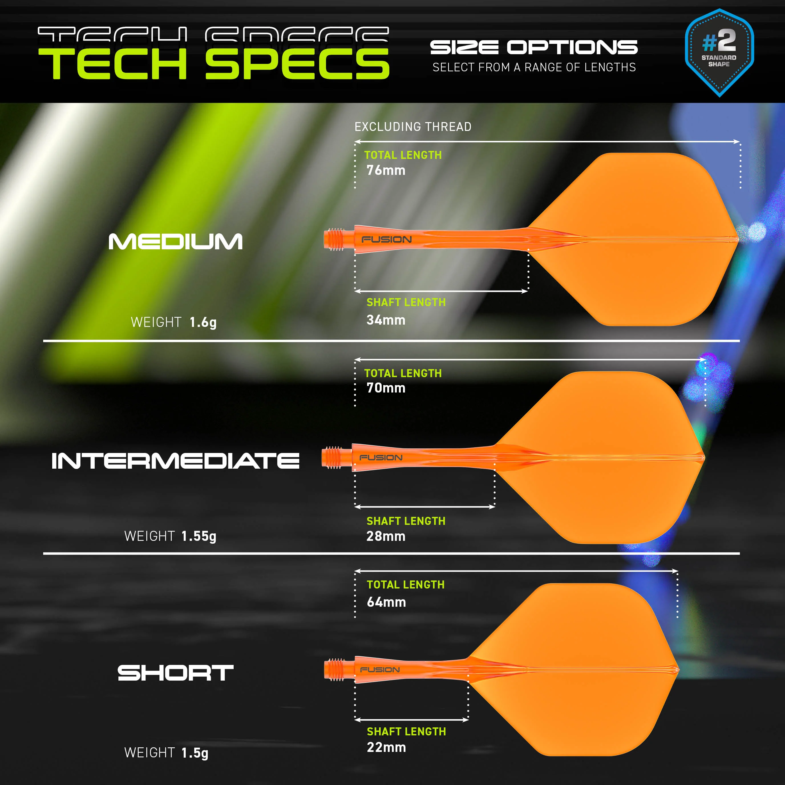 Fusion #2 Integrated Flight & Shaft - Neon Orange - Image 5