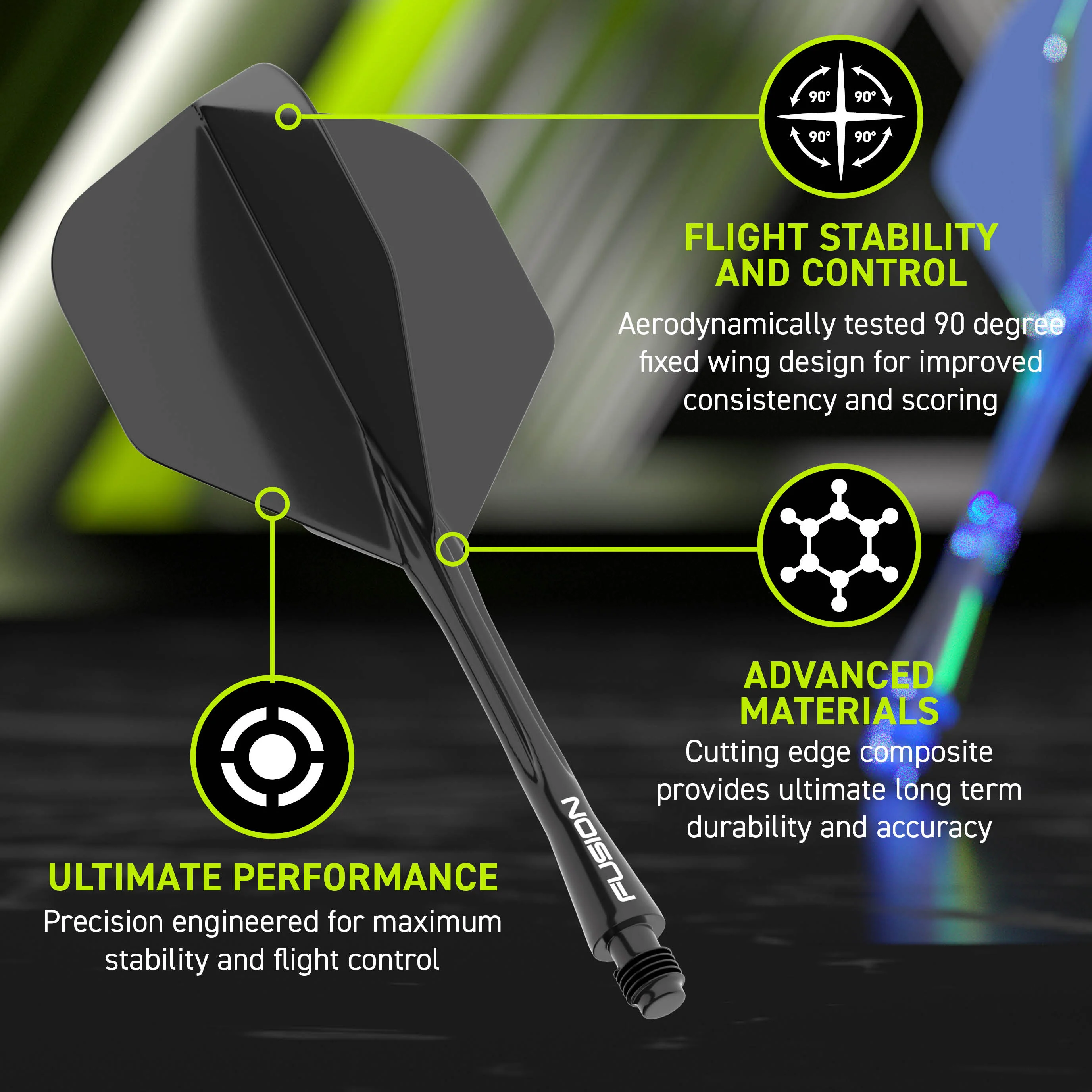 Fusion #2 Integrated Flight & Shaft - Neon Yellow - Image 3