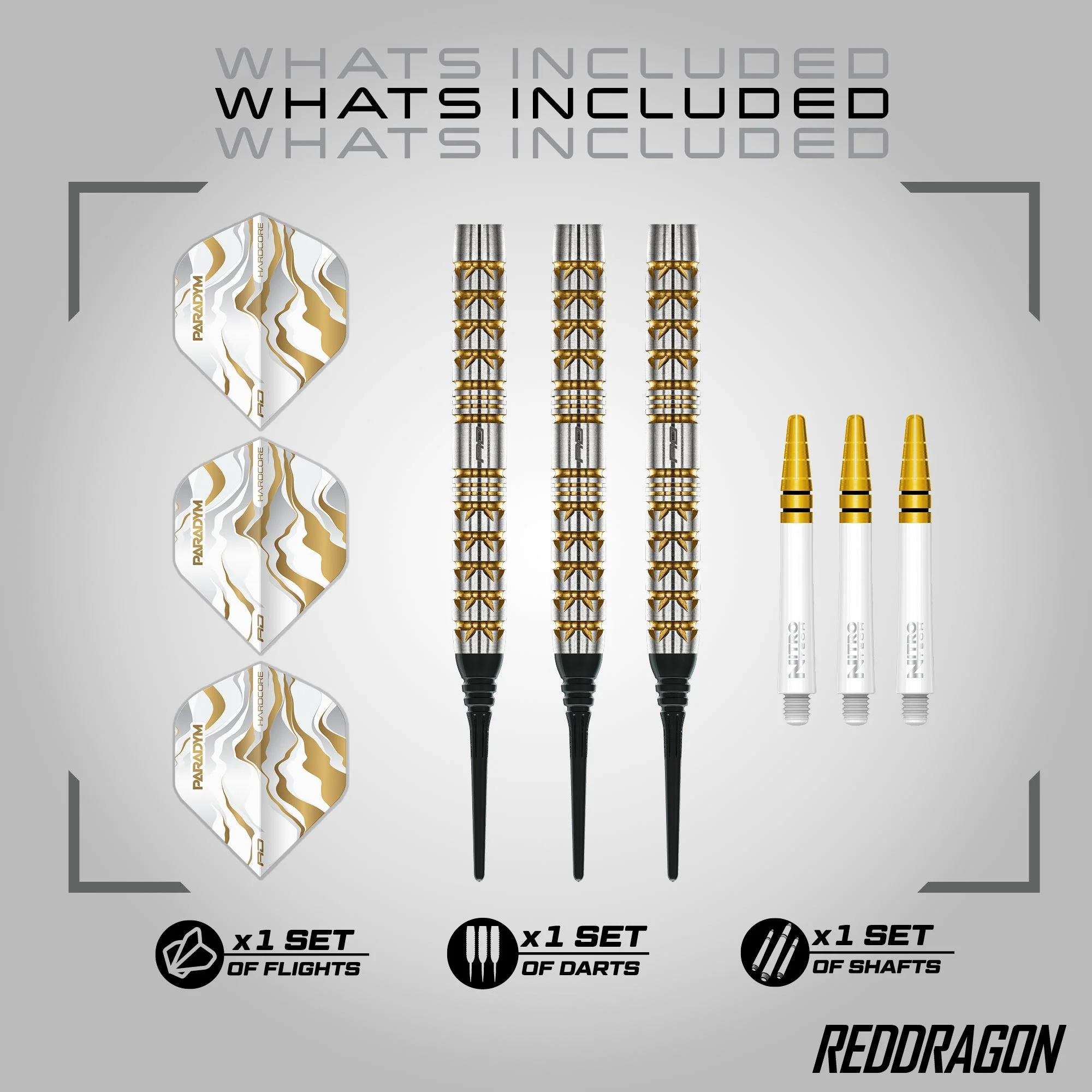 Red Dragon Paradym Soft Tip Darts – Gold & Silver Parallel - Image 2